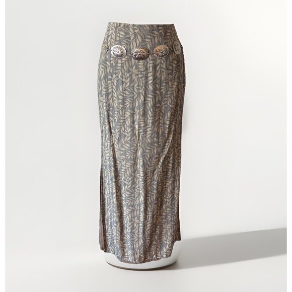 Y2K Banana Republic Womens Silk Midi Skirt Sz 2 Forest Fairy Boho Whimsy - Picture 1 of 15